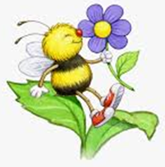 image shows a bumble bee sitting on a leaf, smelling a purple flower.