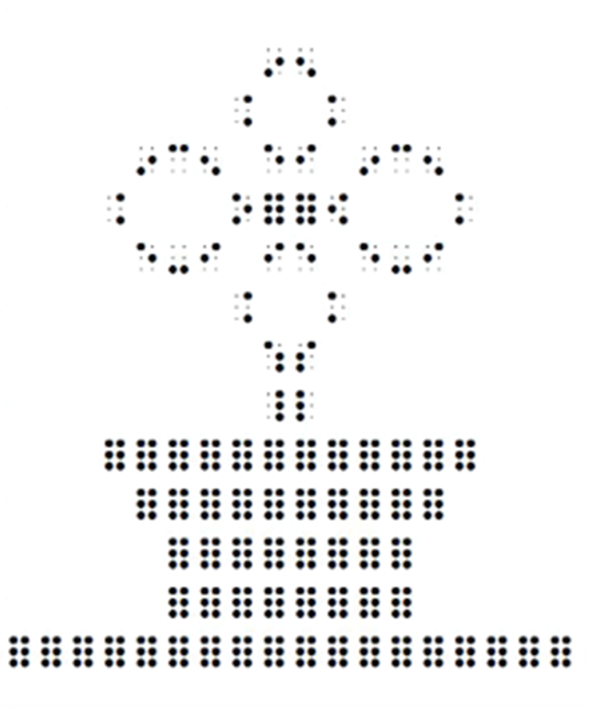 image shows the Braille design for a flower in a pot